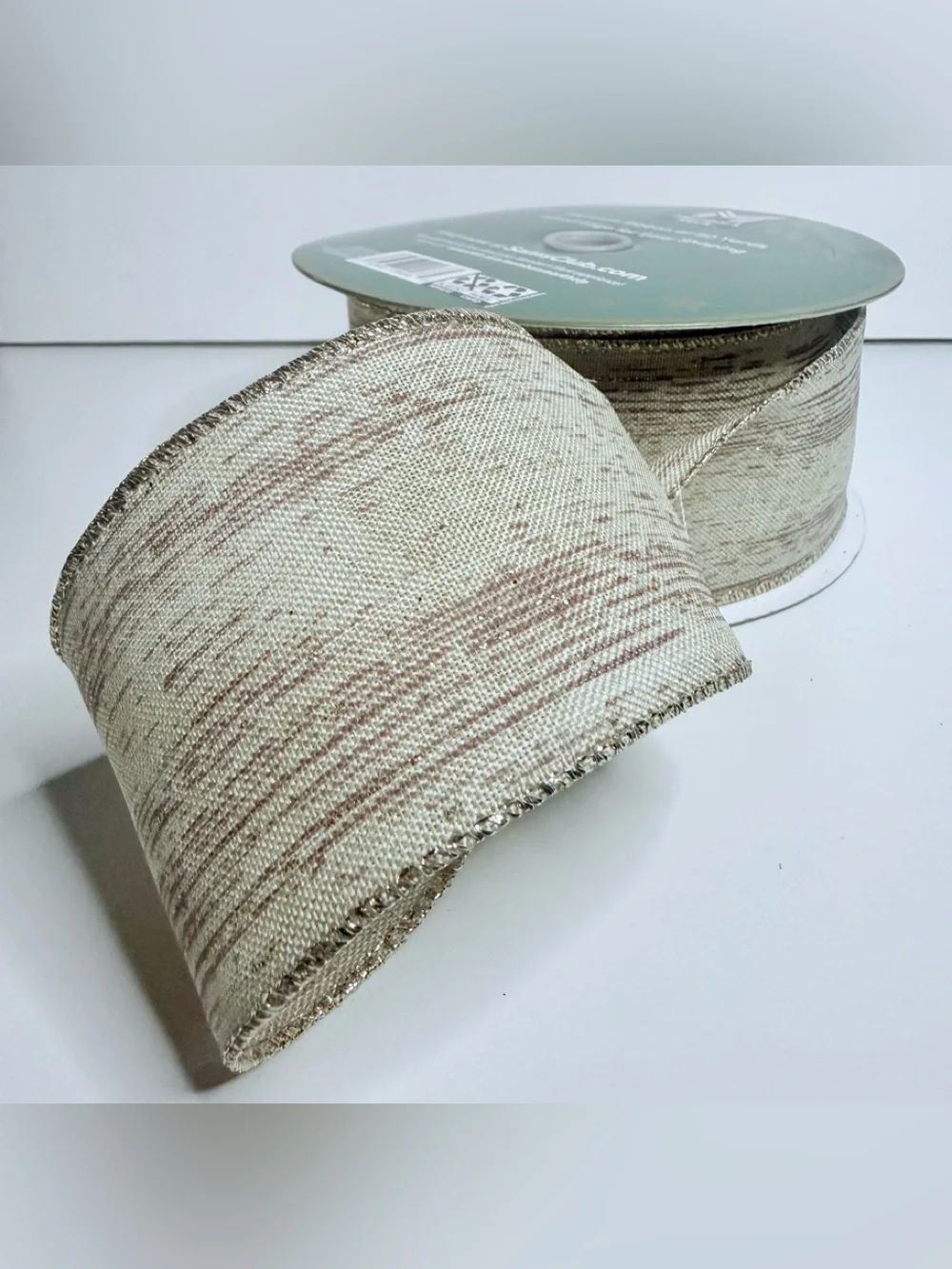 Member's Mark Premium Natural Beige Wired Edge Ribbon - Beige